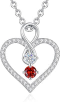 LOUISA SECRET Infinity Double Birthstone Necklace, 925 Sterling Silver Tiny Pendant Heart Necklace for Women Wife Her, Best Jewelry Gift Heart Jewelry Meaningful Gift for Valentine's Day, Christmas, Birthday Anniversary