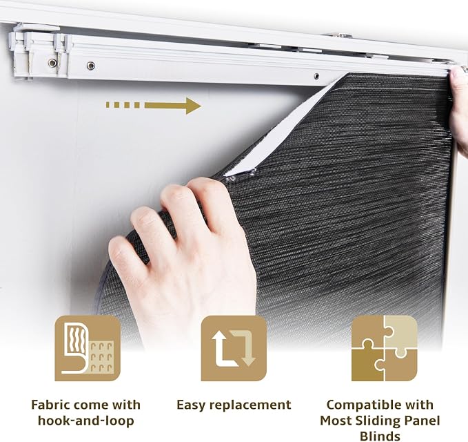 Replacement Fabric Panels for Sliding Glass Door, Fabric Only, Natural Woven - Image 4