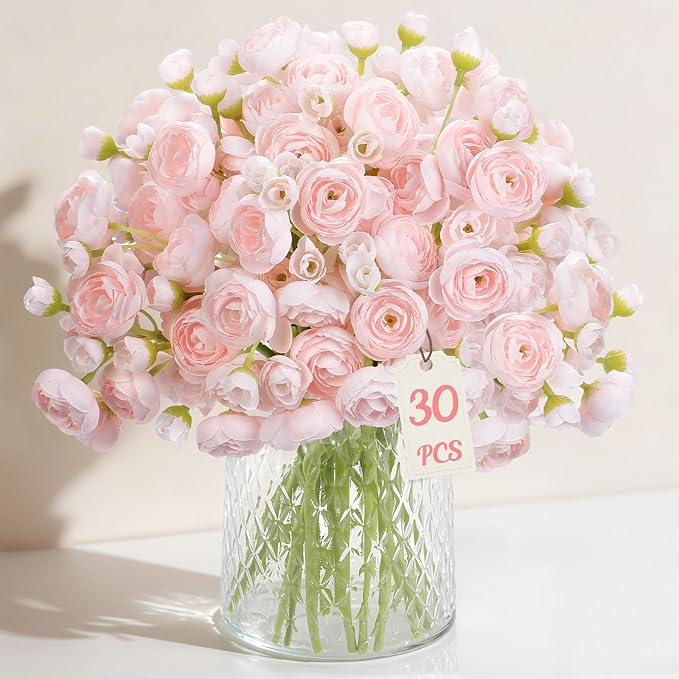 Alupssuc 30Pcs Ranunculus Artificial Flowers Faux Silk Mini Flowers Indoor | by Alupssuc