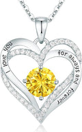 CDE Valentine's Day Gift Forever Love Heart Necklaces for Women, Wedding Anniversary, Birthday Mothers Christmas Day Gifts for Mom, Mother, Wife, S925 Silver Jewelry with Birthstone Pendant
