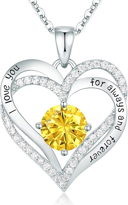 CDE Valentine's Day Gift Forever Love Heart Necklaces for Women, Wedding Anniversary, Birthday Mothers Christmas Day Gifts for Mom, Mother, Wife, S925 Silver Jewelry with Birthstone Pendant