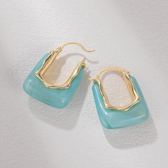 Acrylic Hoop Earrings Chunky Huggie Statement Vintage Earrings Cute Resin Drop Earring Trendy Jewelry Gifts for Women