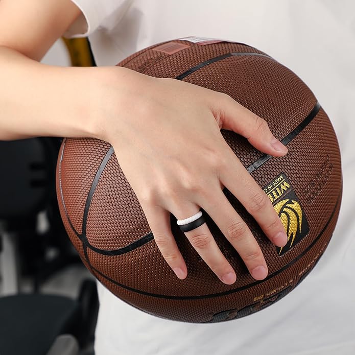 Egnaro Women's Bridal Rings Sets, Inner Arc Ergonomic Breathable Design Silicone Rubber Wedding Bands