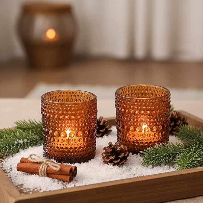 36 Pack Votive Candle Holders, Amber Vintage Candles Holders - Image 3