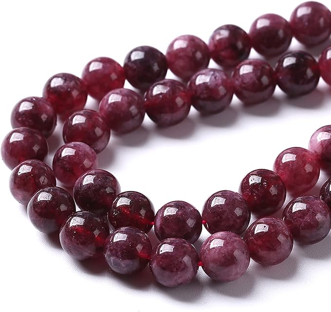 36pcs 10mm Natural Garnet Jade Gemstone Round Loose Spacer Beads for Jewelry Making Healing Energy Stone Beads DIY Bracelets Necklaces 15" (10mm, Garnet Jade)