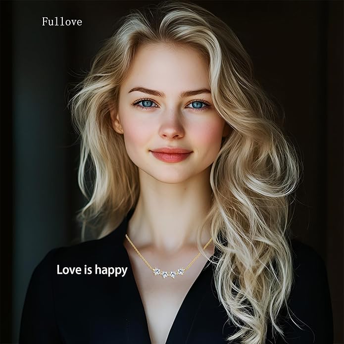 Luckylove 2-In-1 Four Heart Necklace for Women, 4 or 2 Carats Moissanite, Sterling Silver Jewelry, Anniversary Birthday Christmas Valentines Day, Special Gifts For Wife Girlfriend Daughter Her