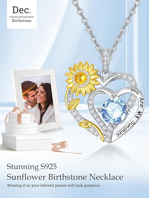 Valentine's Day Gifts for Wife 925 Sterling Silver Double Birthstone Pendant Necklaces I Love You for Always and Forever Necklace Anniversary Birthday Gifts for Wife Girlfriend Mom Her