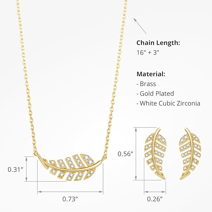 COBI Jewelry Set for Women, 18K Gold & Rhodium Plated CZ Necklace & Earrings, Clover Halo Infinity Solitaire Feather Designs, Dainty Crystal Pendant Sets, Trendy Fashion Gifts for Her
