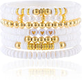 Friendship Bracelets Trendy Heishi Clay Bead Bracelets Stack Gold Beaded Stretch Bracelets for Women Boho Stackable Bracelets Bulk Cute Preppy Jewelry