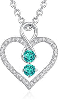 LOUISA SECRET Infinity Double Birthstone Necklace, 925 Sterling Silver Tiny Pendant Heart Necklace for Women Wife Her, Best Jewelry Gift Heart Jewelry Meaningful Gift for Valentine's Day, Christmas, Birthday Anniversary