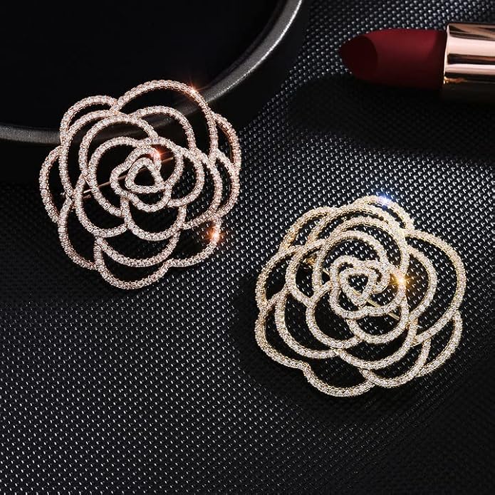 Flower Brooch for Women Rhinestone Flower Brooch Pins Floral Brooches Jewelry Gift for Mom Wife