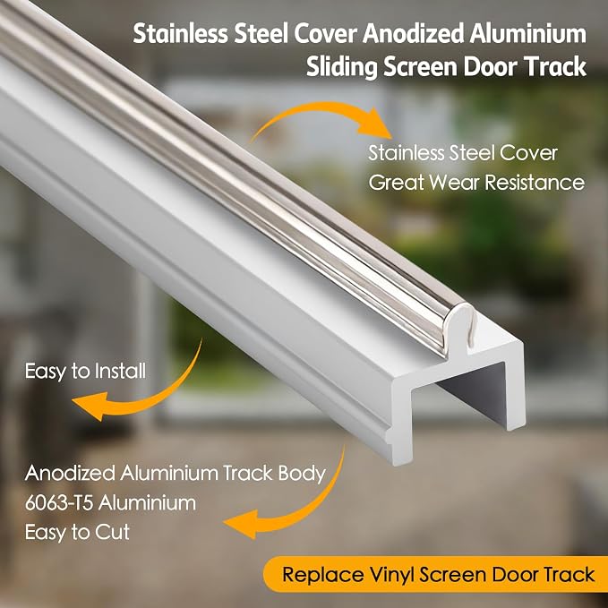 Stainless Steel Cover Anodized Aluminium Body Sliding Screen Door Bottom Track - Image 2