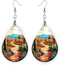 Teardrop Wood Earrings Light Weight Printed Image Dangle Jewelry, Fun and Funky Earrings