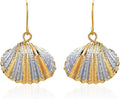 Beach Summer Sea Shell Earrings For Women, Tropical Natural Scallop Shell Jewelry Boho Earring Set Bulk Pack Vacation Dangling Drop Light Formal