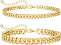 Foxgirl Gold Ankle Bracelets for Women 14K Gold Plated/Silver Anklets for Women Waterproof Minimalist Cuban Link Anklets Set Dainty Layered Ankle Bracelets Anklets for Women Gold Anklet Jewelry Gifts