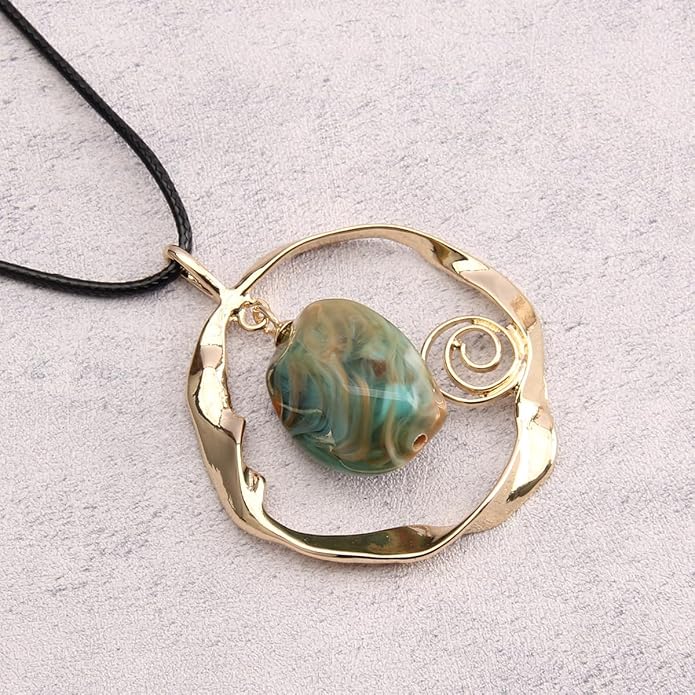 GelConnie Boho Necklaces for Women Vintage Silver Circles Long Pendant Necklace Cowgirl Sweater Necklace Adjustable Leather Choker Necklace for Women