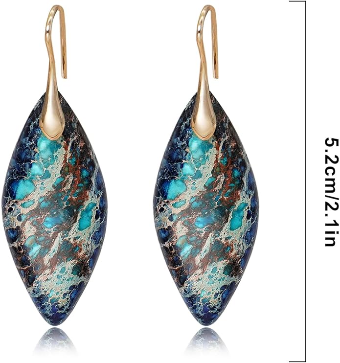 Natural Stone Earrings Multishape Dangle Drop Earrings Boho Stone Earring for Women