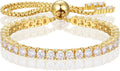 Moissanite Tennis Bracelet 1.79ct-8.69ct Adjustable Bracelet for Women 18K White Gold Plated S925 Sterling Silver Tennis Bracelet D Color VVS1 Round Cut 2/3/4mm Moissanite Bracelet Gifts for Wife/Mom