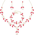 Luxury Cubic Zirconia Aurtrian Crystal Pearl Floral Necklace Dangle Earrings Wedding Bridal Jewelry Set Birthday Gifts for Her