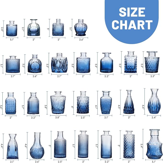 Fixwal 36 Blue Bud Vases Glass Bud Vase Set of 36, Small Vases - Image 6