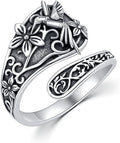 Midari Sun and Moon/Bee/Celtic/Life of Tree/Lotus Spoon Ring for Women 925 Sterling Silver Adjustable Ring Open Ring for Women Men Halloween Birthday Gift