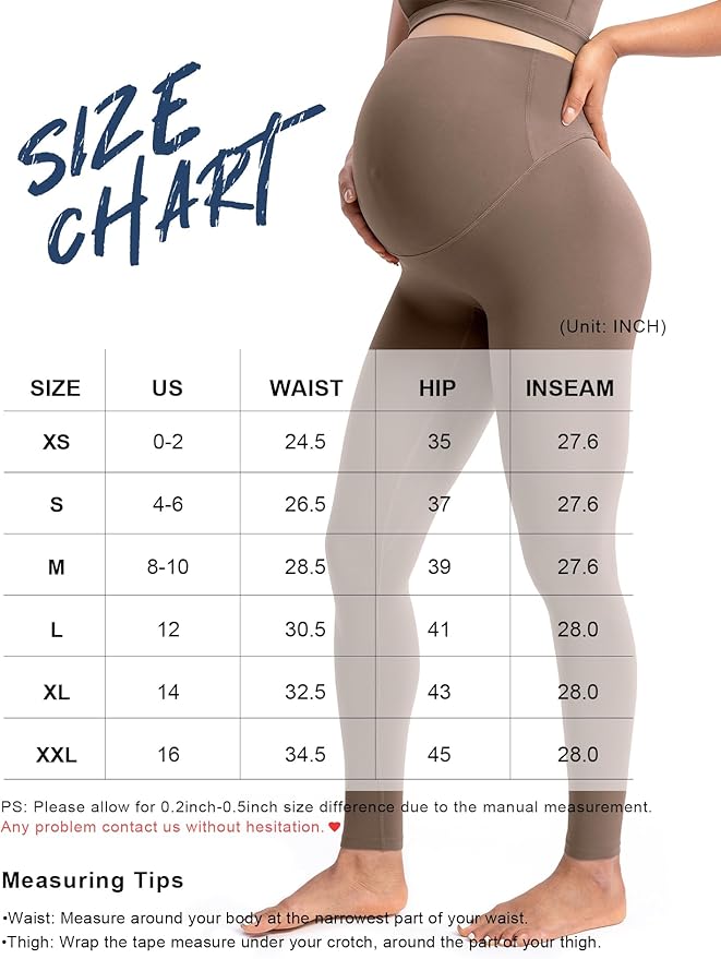 POSHDIVAH Women's Creamluxe Maternity Leggings 25"/28" Over The Belly Pregnancy Yoga Pants Active Workout Leggings