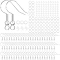 Hypoallergenic Earring Hooks, 800PCS/125 Pairs Fish Hooks,500pcs Silver Plated Earring Making kit with Jump Rings and Clear Silicone Backs Stopper