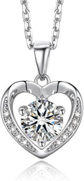 MomentWish Heart Necklace for Women Moissanite, Simulated Diamond, 925 Sterling Silver