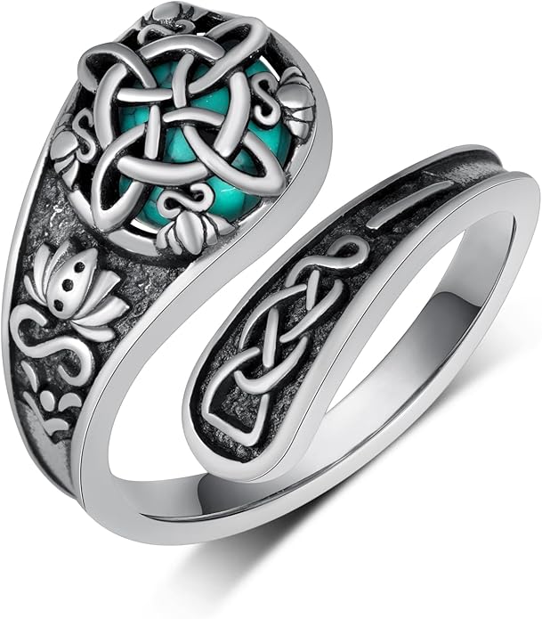 Spoon Rings for Women 925 Sterling Silver Turquoise Spoon Rings Vintage Thumb Rings Jewelry Gifts for Women Men