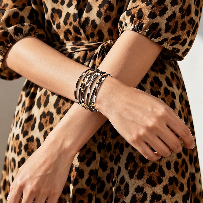 Wrapped Bracelets for Women,Leather Bracelet,Boho Bracelets for Women,Multi-Layer Pearl Crystal Bracelet Bangle Jewelry