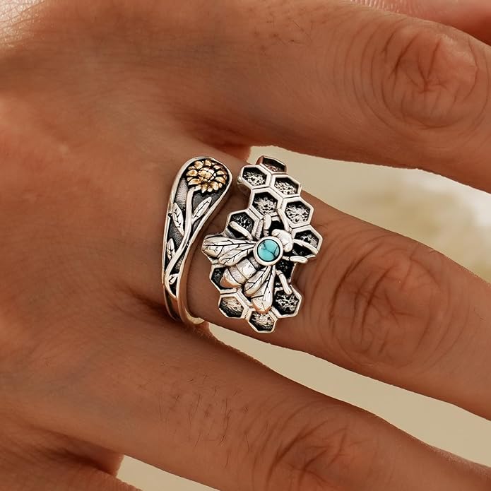 Spoon Rings for Women 925 Sterling Silver Sunflower Adjustable Thumb Spoon Rings Celtic Knot Promise Engagement Statement Boho Vintage Finger Open Antique Rings Jewelry