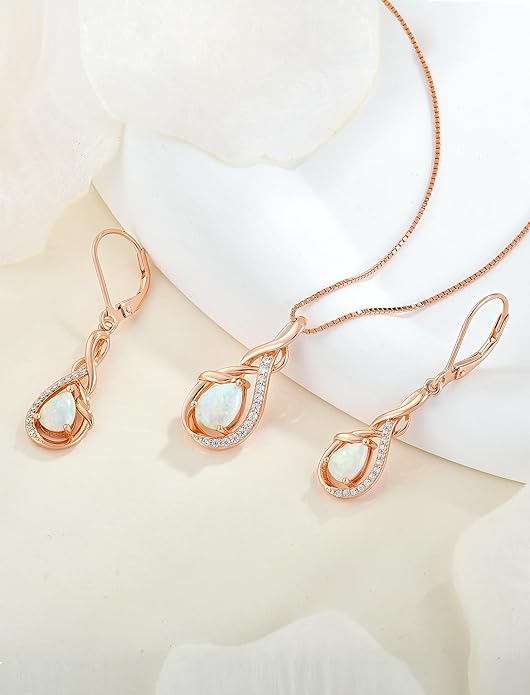 Starchenie Infinity Dangle Drop Earrings Sterling Silver Leverback Earrings Gemstones Twisted Jewelry