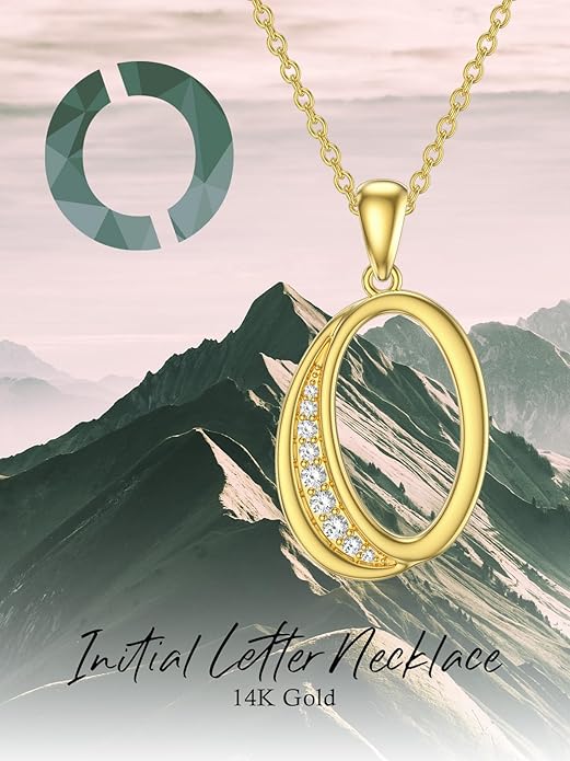 14k Gold Initial Necklace for Women, Solid Gold Moissanite Letter Pendant Necklaces Jewelry for Her Birthday Valentines Day Gifts for Mom Wife Christmas Gifts for Girlfriend Sister