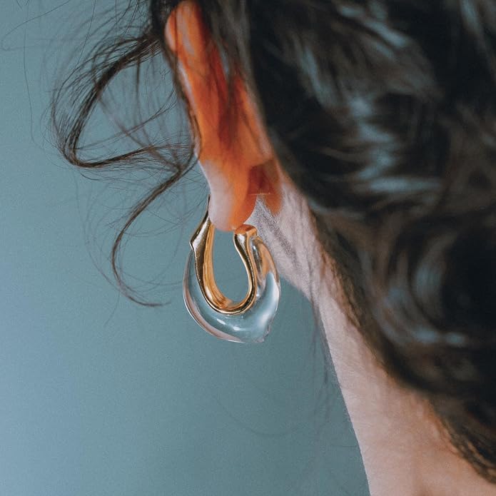 Acrylic Hoop Earrings Chunky Huggie Statement Vintage Earrings Cute Resin Drop Earring Trendy Jewelry Gifts for Women