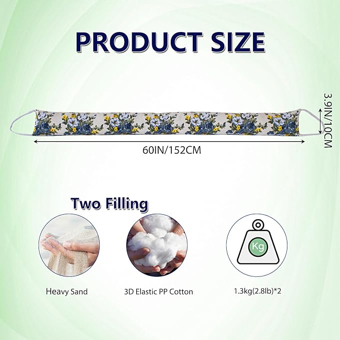 2 Pack 60 Inch 4 Inch Wide Under Door Blocker Door Draft Stopper - Image 2
