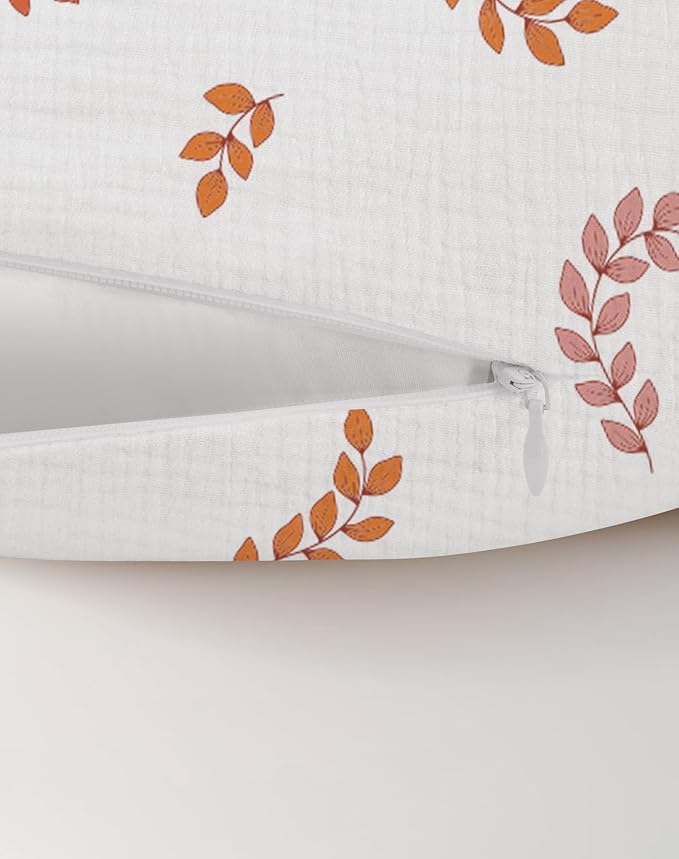 Nursing Pillow Covers, Muslin Nursing Cover for Breastfeeding Pillows, Comfortable for Baby Girls and Boys (Leaf)