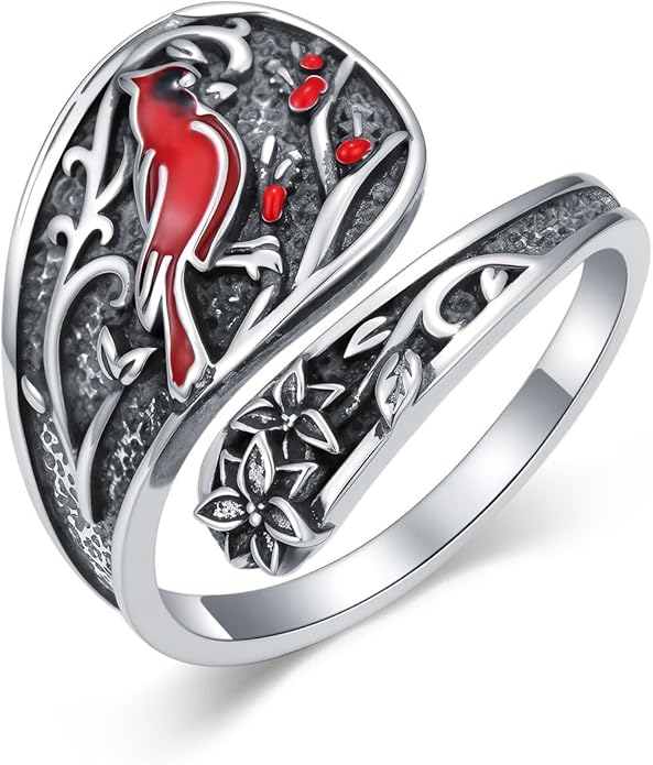 Midari Sun and Moon/Bee/Celtic/Life of Tree/Lotus Spoon Ring for Women 925 Sterling Silver Adjustable Ring Open Ring for Women Men Halloween Birthday Gift
