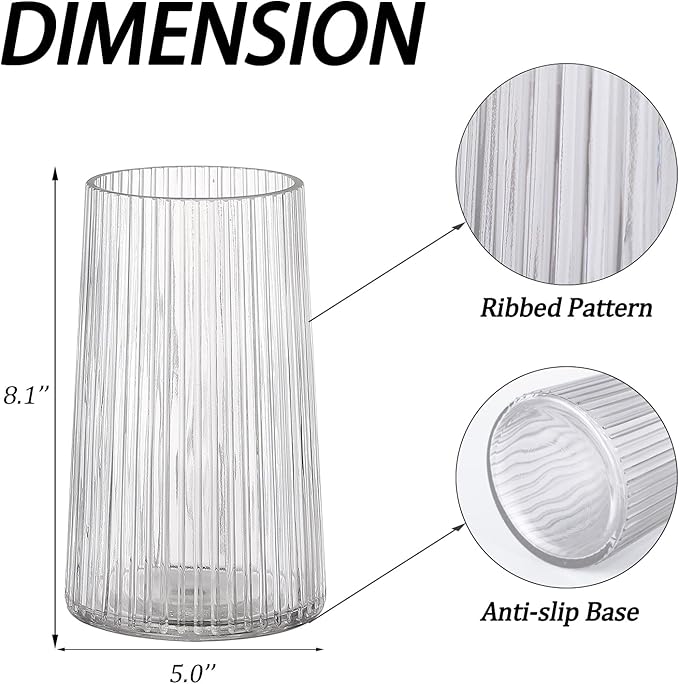 Clear Glass Vase for Flower, Flower Vase for Bouquet, Modern Glass Vases - Image 7