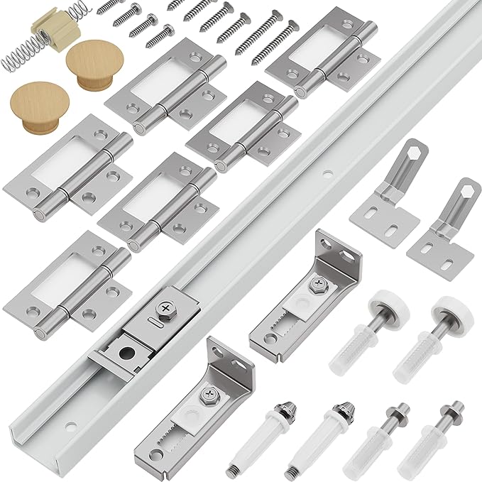Closet Bifold Door Hardware & 48 Inch Track, 4 ft Bi Folding Door Rail Kit | by OcyfymHome