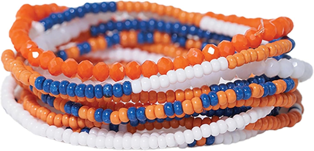 INK + ALLOY Game Day Bracelet Stacks, Beaded Bracelets for Football Gameday Outfits, Handmade Jewelry for College Students, Teachers, Football Moms, Set of 10