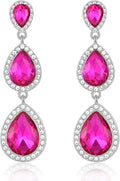 Vintage Rhinestone Teardrop Dangle Earrings Long Dangling Drop Earrings Crystal Chandelier Earrings for Women Wedding Bridal Prom