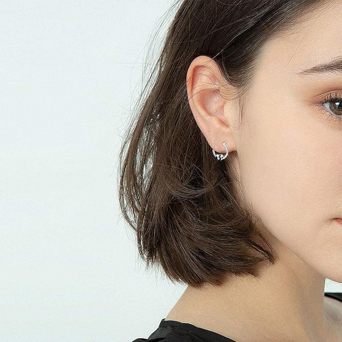 JUSTKIDSTOY Hypoallergenic Panda/Unicorn/Hummingbird/Dolphin Hoop Earrings for Women 925 Sterling Silver Animal Huggie Hoop Earrings Jewelry Gifts for Sensitive Ears