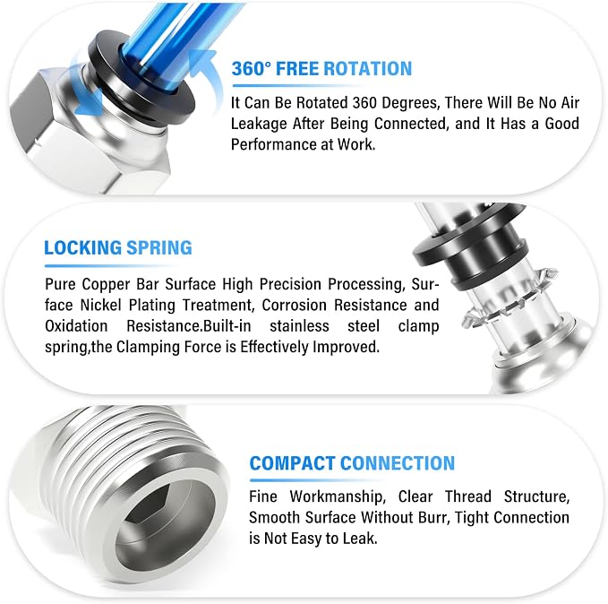 TAILONZ PNEUMATIC Male Straight 10mm Tube OD x 3/8 Inch NPT Thread Push to - Image 3