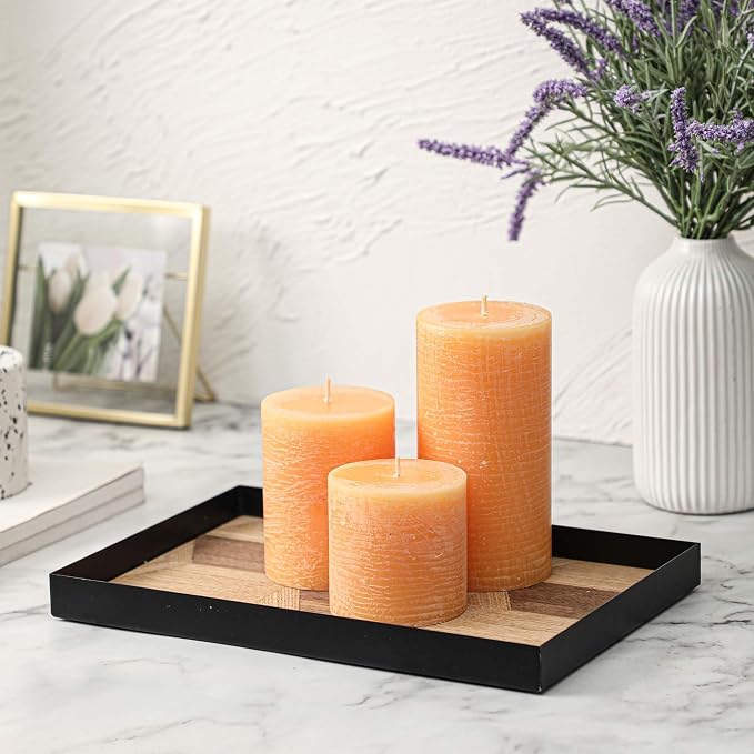 3x4 Inch Fall Yellow Pillar Candles Set of 3 - Image 2