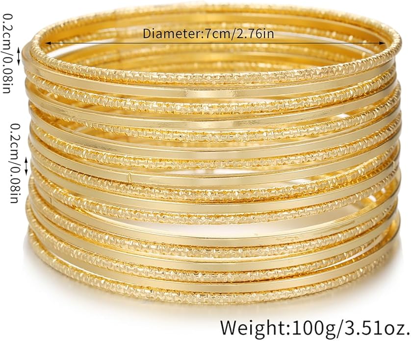 16Pcs Gold Bangle Bracelets for Women - Multi Layer Stackable Textured Bracelets Boho Jewelrys Set.