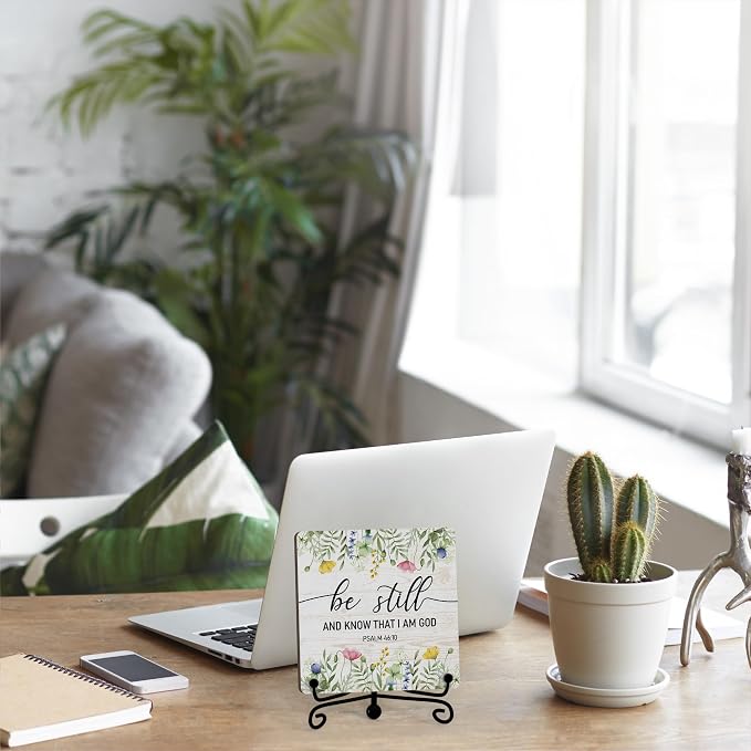 Inspirational Christian Desk Decor, Be Still And Know That I Am God Wildflower - Image 5