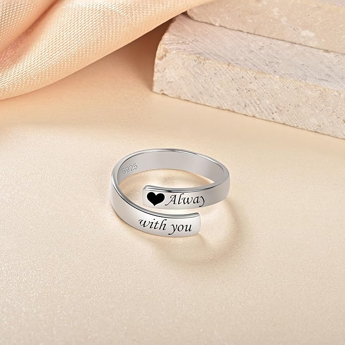 Adjustable Hope Rings 925 Sterling Silver Always with you Ring Inspirational Jewelry Encouragement Gifts for Women