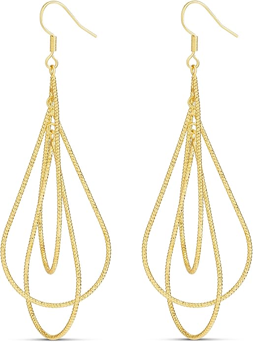 MILLA Teardrop Earrings - Designer Silver Statement Earrings or Gold Dangle Earrings for Women Trendy Upscale Dangly Earrings