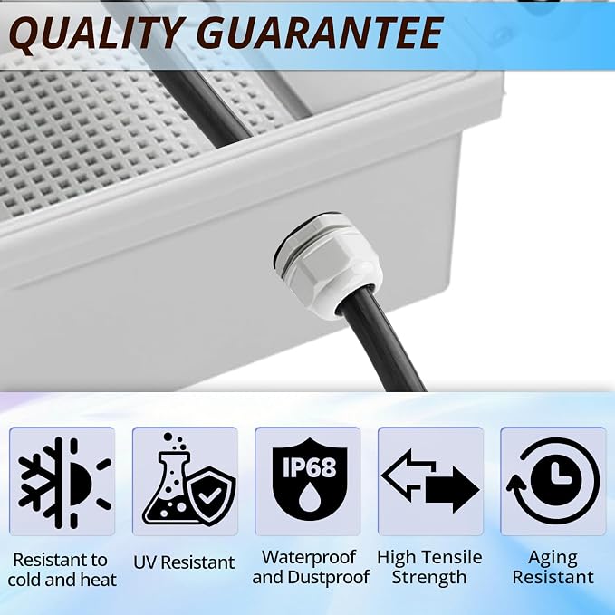 MAKERELE 1/2 NPT Nylon Cable Gland Strain Relief Connector Waterproof IP68 | - Image 4