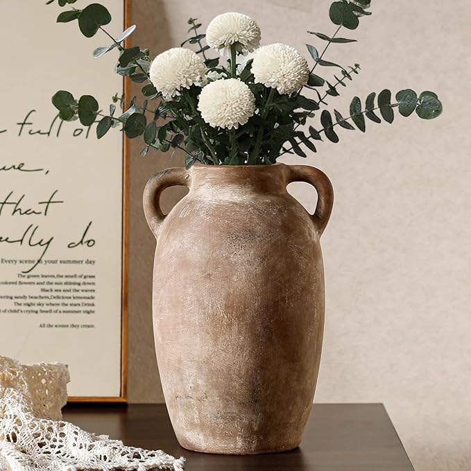 Brown Ceramic Vase-Boho Decorative Vase, Terracotta Tall Vases Decorative - Image 2